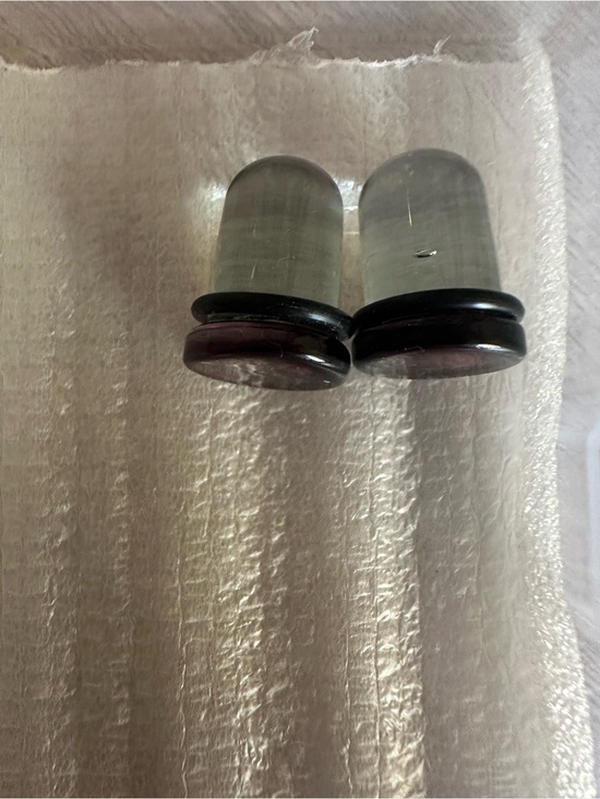 Jewelry - Clear Glass Tunnel Plugs with Black Accents